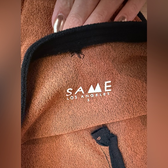 SAME LOS ANGELES Grace Button Tank Bikini Top & High Waist Bottoms Sienna/Black - Picture 6 of 6